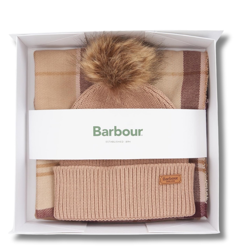 Coffret Barbour Bonnet / Echarpe MUTED CABERNET