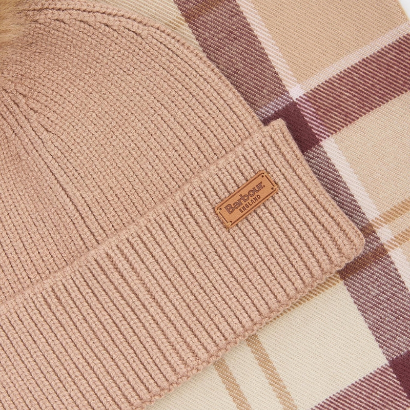 Coffret Barbour Bonnet / Echarpe MUTED CABERNET