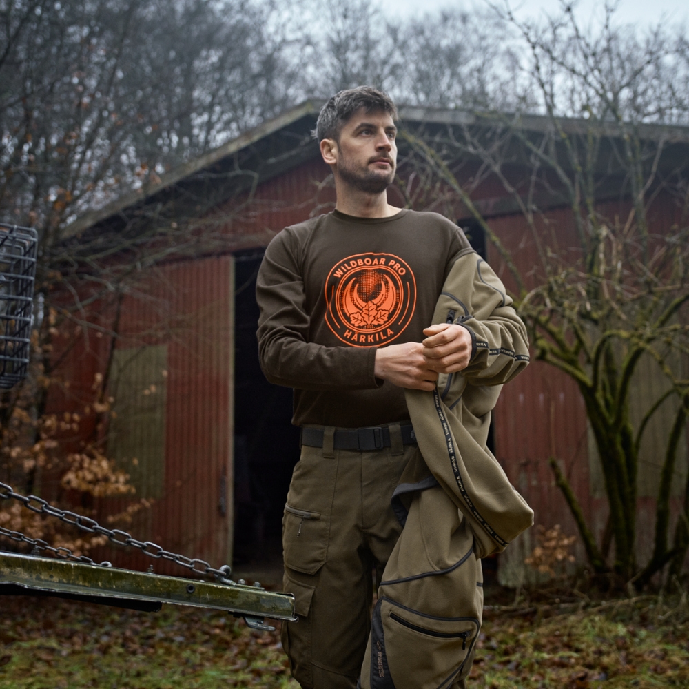 T-shirt Game L/S Shadow Brown wildboar - Härkila