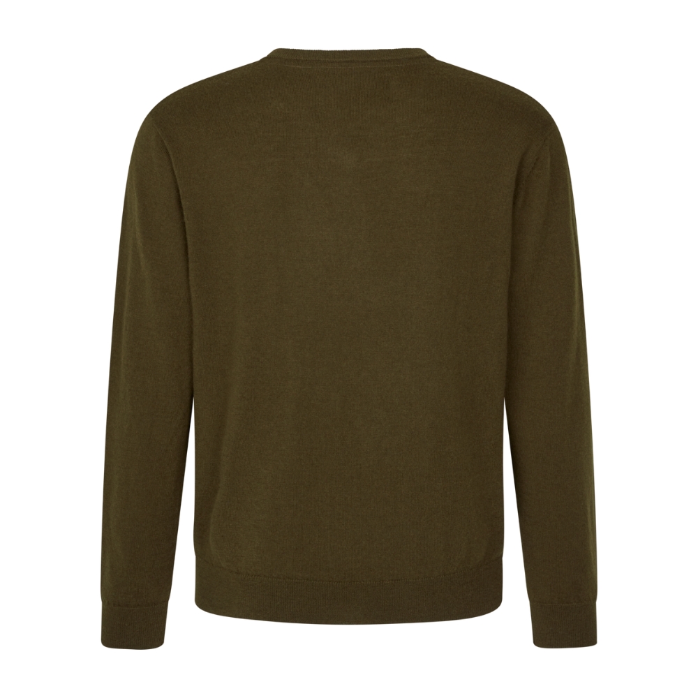 Pull Col en V Pine en laine Mrinos Vert - Seeland