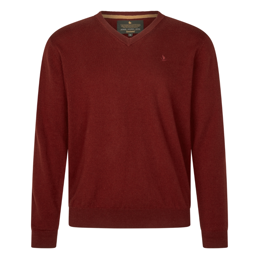 Pull Col en V Pine en laine mrinos Merlot - Seeland