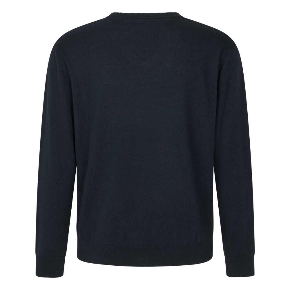 PulL Col en V Pine en laine mrinos Bleu - Seeland