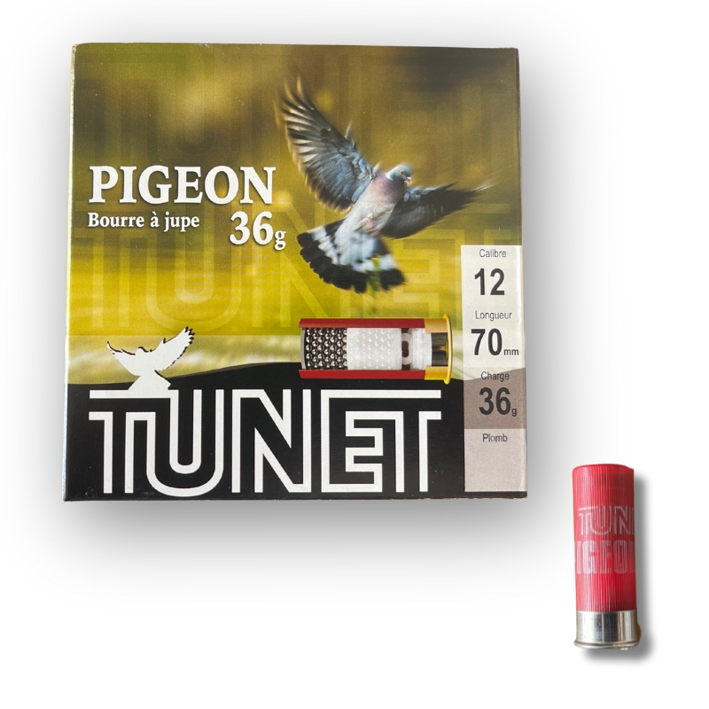 Cartouches x25 Pigeon Bourre � jupe 36g - Tunet