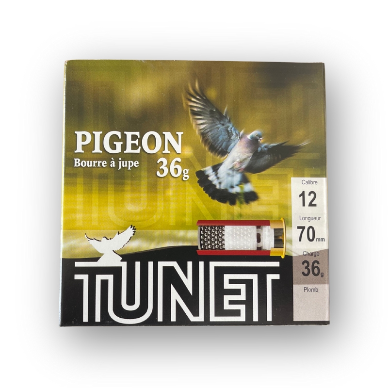 Cartouches x25 Pigeon Bourre � jupe 36g - Tunet