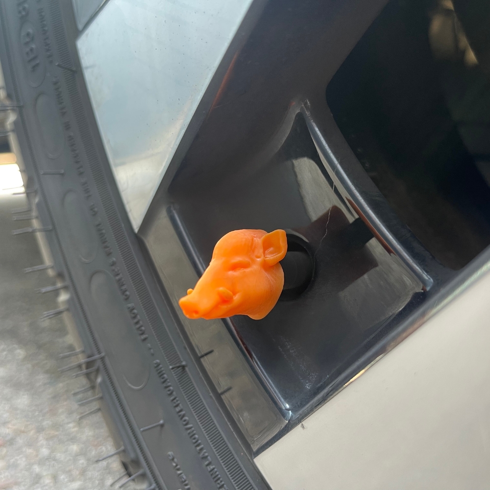 Bouchon de valve de pneu Tête de Sanglier orange chasse