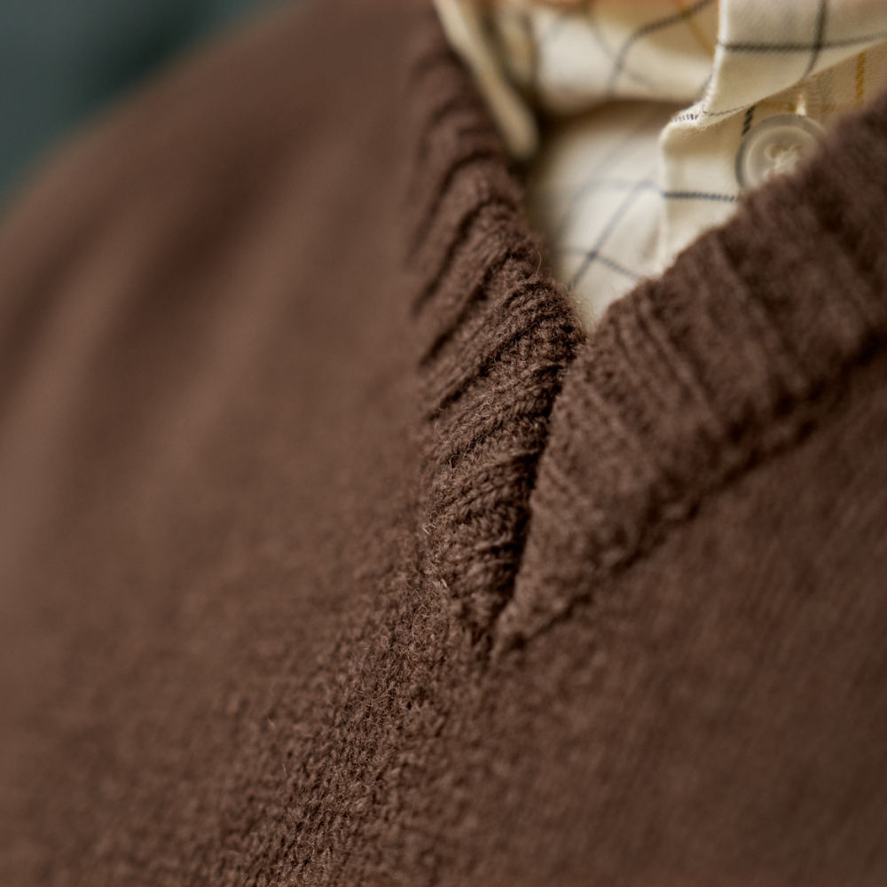 Pull en laine mérinos Vincent Col en V Demitasse Brown - Härkila