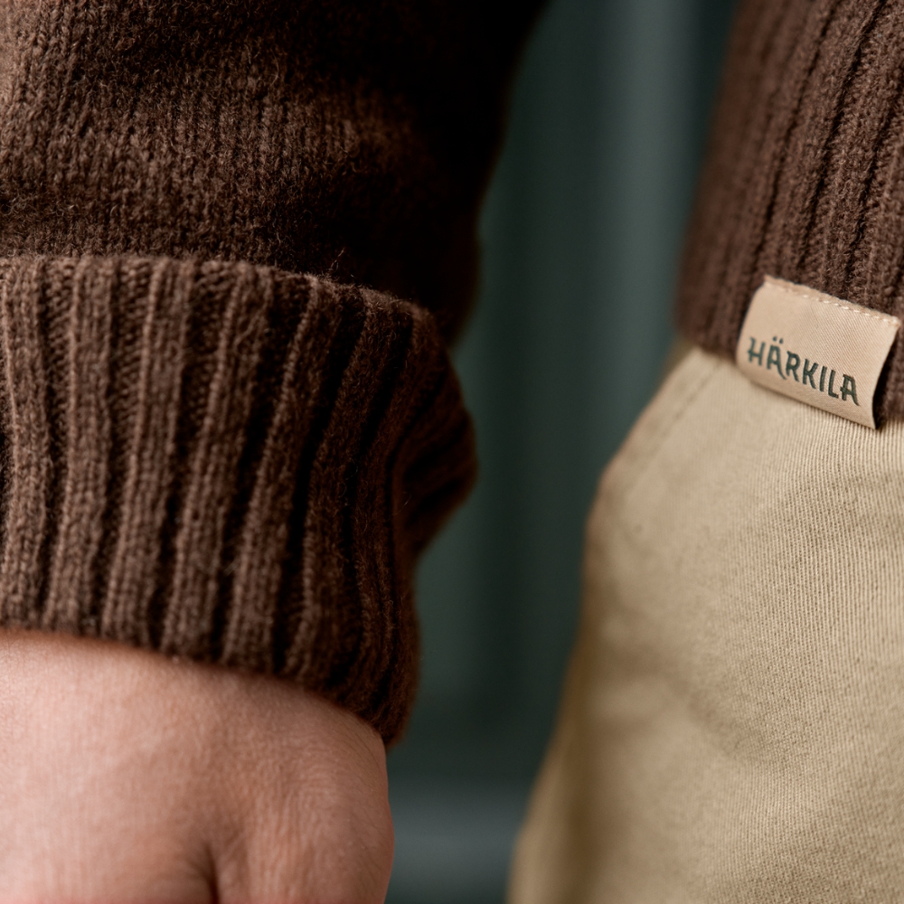 Pull en laine mérinos Vincent Col en V Demitasse Brown - Härkila