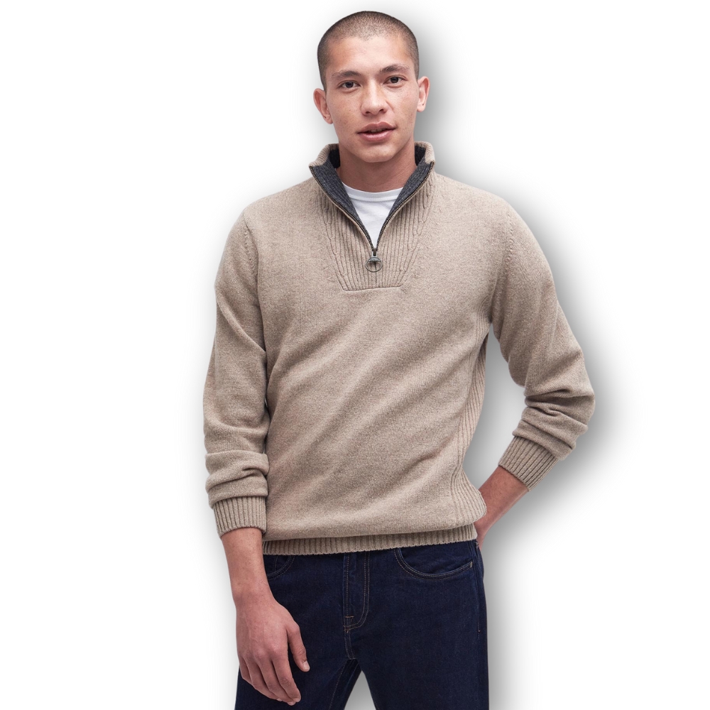 Pull Nelson Essential Half Zip Beige - Barbour