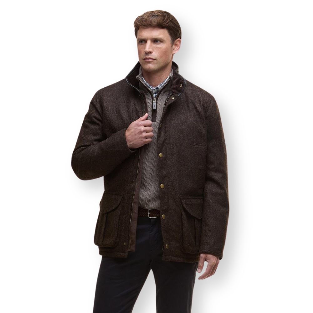 Veste Hereford Tweed Wool Rustic Brown - Barbour