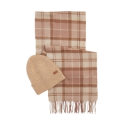 Coffret Barbour charpe + bonnet Camel Aubrey