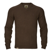 Pull en laine mérinos Vincent Col en V Demitasse Brown - Härkila