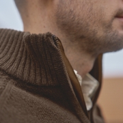 Pull Vincent Merino Half Zip - Brun Demitasse Brown